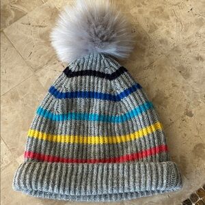 GAP Soft Gray‎ Multicolor Stripes Knit Beanie Kids/ Girls